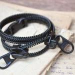 Mens bracelets, zipper jewelry, black wristband, industrial style, 2012 accessories.