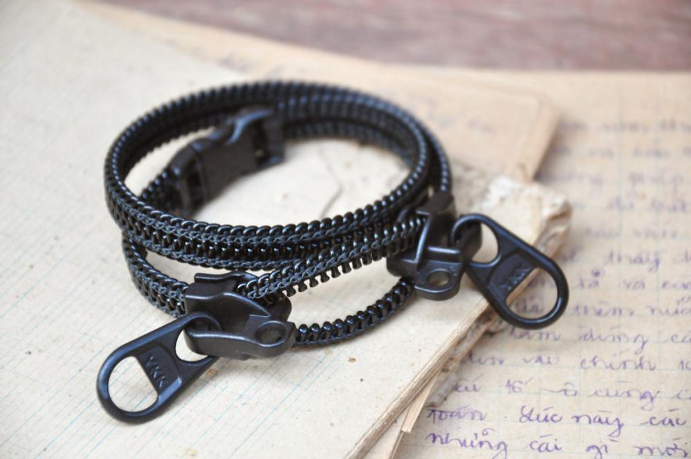 Mens bracelets, zipper jewelry, black wristband, industrial style, 2012 accessories.