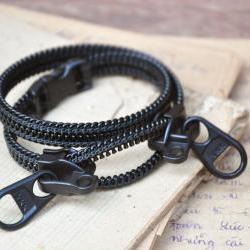 Mens bracelets, zipper jewelry, black wristband, industrial style, 2012 accessories.