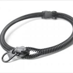 Men Neck ties NEW Look , Curved zipper men's gift, black statement Geekery zipper jewelry.